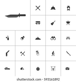 knife. camping icon set on white background