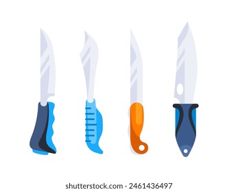 Knife camping set. Tool hiking. Handle sharp, weapon army.