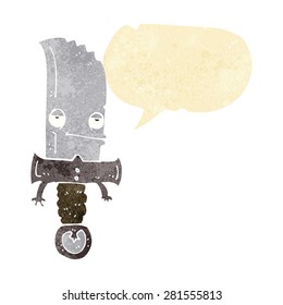 knife cartoon character with speech bubble
