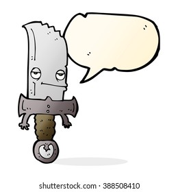 knife cartoon character with speech bubble