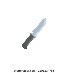 Caricatura de Knife ilustración vectorial plana aislada en fondo blanco. Equipo para buceo, preparación de alimentos o símbolo del crimen. Acero cuchillo con cuchilla afilada y mango.
