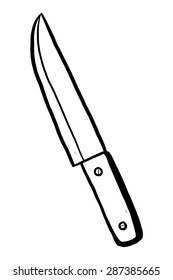 knife / cartoon vector and illustration, black and white, hand drawn, sketch style, isolated on white background.