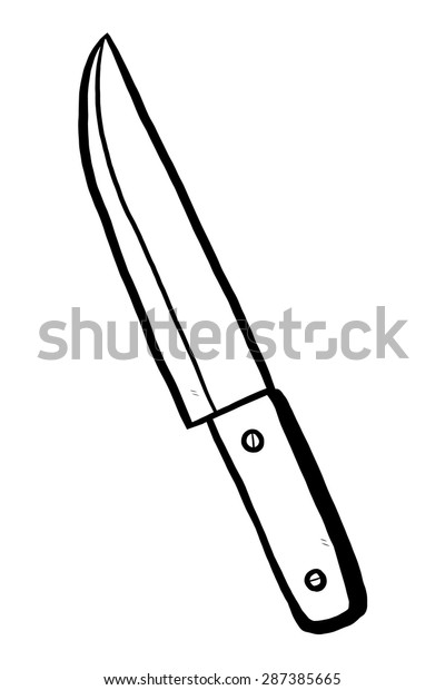 Knife Cartoon Vector Illustration Black White Stock Vector (Royalty