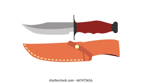 Knife and case hunting in flat style, vector illustration