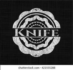 Knife chalk emblem, retro style, chalk or chalkboard texture