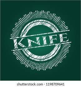 Knife chalkboard emblem on black board