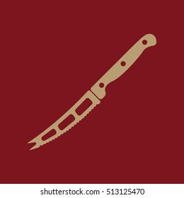 The knife for cheese icon. Knife and chef, kitchen symbol.UI. Web. Logo. Sign. Flat design. App. Stock vector