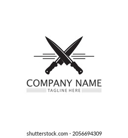 vector de icono de cocina cuchillo y chef Cutlery Kitchset símbolo de utensilios para el diseño de cocina logotipo