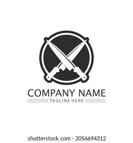 knife and Chef kitchen icon vector Cutlery Kitchen set utensils symbol for cooking design logo