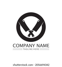 knife and Chef kitchen icon vector Cutlery Kitchen set utensils symbol for cooking design logo
