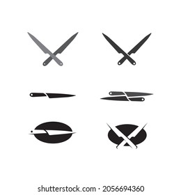 vector de icono de cocina cuchillo y chef Cutlery Kitchset símbolo de utensilios para el diseño de cocina logotipo