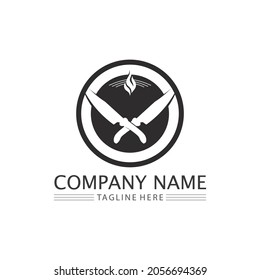 knife and Chef kitchen icon vector Cutlery Kitchen set utensils symbol for cooking design logo