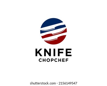 Knife, Chop, Chef logo design inspiration. Usable for Business and Branding Logos. Flat Vector Logo Design Template.