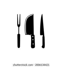 Knife chop fork cleaver for kitchen dinning chef logo design