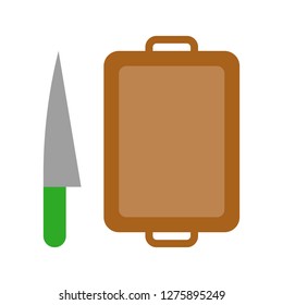 Knife and chopping board vector, Barbecue related flat design icon