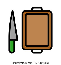 Knife and chopping board vector, Barbecue related filled design editable stroke icon