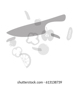 Knife chopping fruit and vegetables vector
