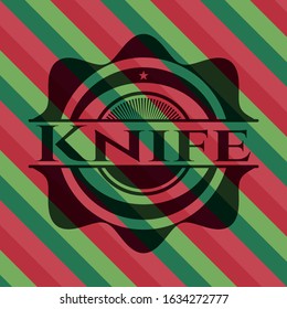 Knife christmas colors style badge. Vector Illustration. Detailed.