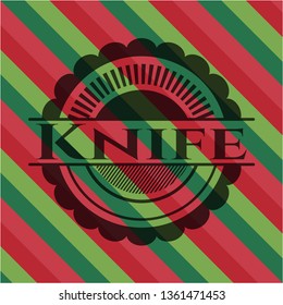 Knife christmas colors style emblem.