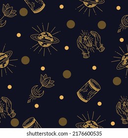 knife and christmas decoration seamless pattern random cream object wallpaper with design dark blue background.