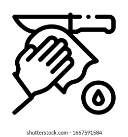 Knife Cleaning Icon Vector. Outline Knife Cleaning Sign. Isolated Contour Symbol Illustration