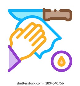 Knife Cleaning Icon Vector. Outline Knife Cleaning Sign. Color Isolated Contour Symbol Illustration