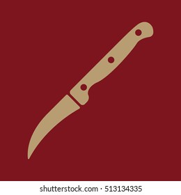 The Knife for cleaning vegetables icon. Knife and chef, kitchen symbol.UI. Web. Logo. Sign. Flat design. App. Stock vector