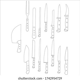 knife collection. illustration for web and mobile