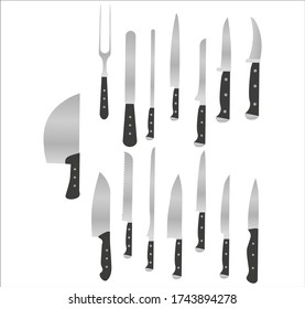 knife collection. illustration for web and mobile