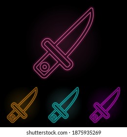 Messerfarbenneonset. Einfache dünne Linie, Umrissvektor von Web-Icons für i und ux, Website oder mobile Anwendung