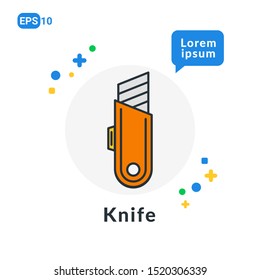 Knife Construction Tool Flat icon . Used For web, logo, mobile app, User Interface and Infographic
