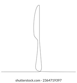Knife continuous line drawn. Kitchen utensil symbol. Vector illustration isolated on white.
