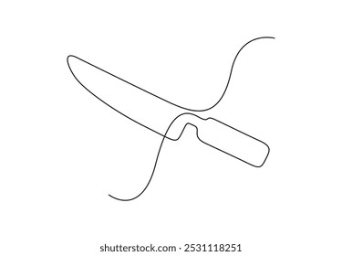 Knife continuous one line drawing vector illustration 