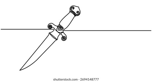 Knife continuous one line drawing. Single line draw vector illustration, outline minimalist design, white background. 