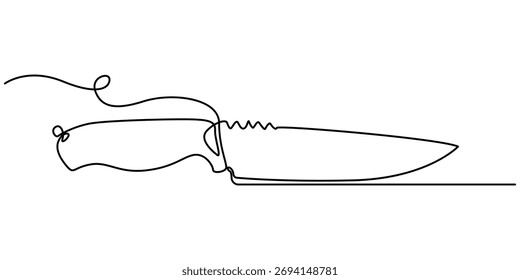 Messer durchgehende einzeilige Zeichnung. Einzeilige Zeichnung, Vektorgrafik, Grundriss, minimalistisches Design, weißer Hintergrund. 