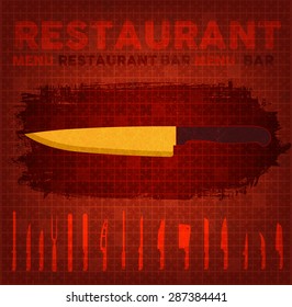 Knife Cook with icon set collection