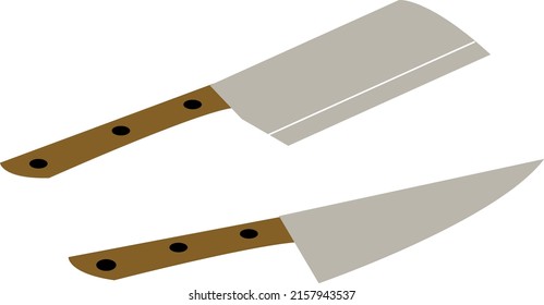 Knife for cooking flat vector