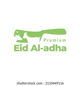 knife with cow and goat Muslim logo design, vector graphic symbol icon sign illustration