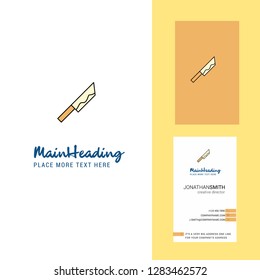 Knife Creative Logo and business card. vertical Design Vector