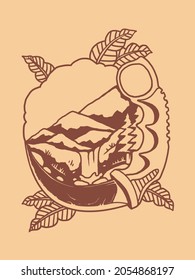knife cuts through forests and mountains