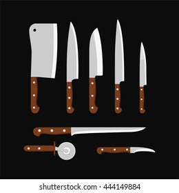 Knife (cutter) set. Vector illustration