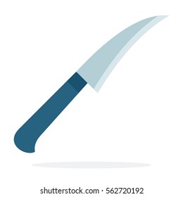 Knife for cutting art vegetable and fruits vector flat material design object. Isolated illustration on white background.