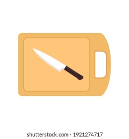 Knife and cutting board cartoon vector. Knife on cutting board.