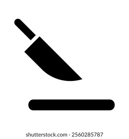 Knife and cutting board icon. Concept of cooking, kitchen, and food preparation.