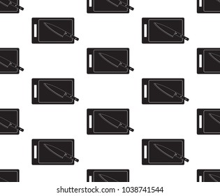 Knife and Cutting Board icon Vector Illustration. Flat Sign Seamless on White Background.