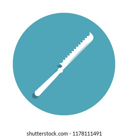 knife for cutting bread icon in badge style. One of kitchen tools collection icon can be used for UI, UX