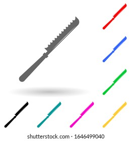 knife for cutting bread multi color style icon. Simple glyph, flat vector of kitchen tools icons for ui and ux, website or mobile application