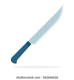 Knife for cutting meat and bones vector flat material design object. Isolated illustration on white background.