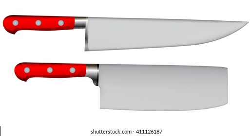 knife for cutting meat and a chef's knife