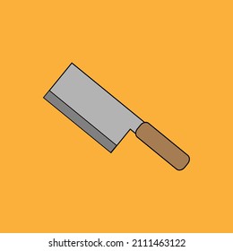 Knife for cutting meat in flat cartoon style. Vector illustration